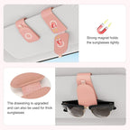Sotfamily Sunglass Holder for Car Visor, Suede Cloth Magnetic Sunglass Organizer for Car Accessories, 2 Packs, Pink