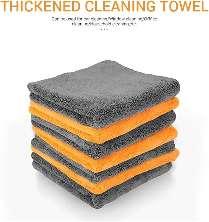 40X40cm Microfiber Towel for Car Washing and Detailing, Thickened Drying and Cleaning Cloth(Orange 3pcs)