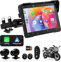 Artman Motorcycle Dash cam Front and Rear, 7'' IPS Touch Screen, Portable Motorcycle Carplay for Apple Carplay and Android Auto GPS Navigation System, TPMS Compatible, IP67 Waterproof & 64G SD Card