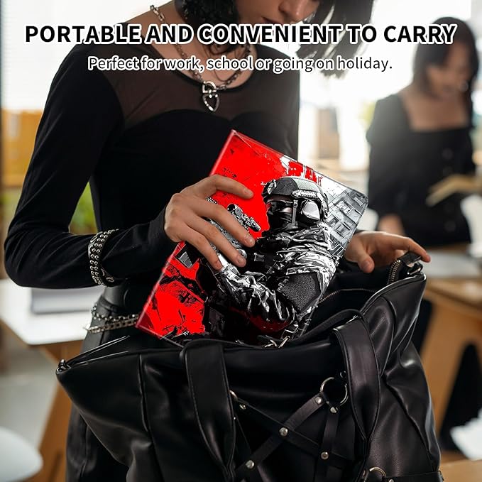 Case for Kindle Scribe,PU Leather Cute Slim Folio Adjustable Stand Cover with Auto Wake/Sleep for Amazon Kindle Scribe Cover 10.2 Inch (2024/2022 Release),Red Black Soldier