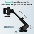 Wireless Car Charger Mount, 15W Dual Coil Rotatable Car Phone Holder Wireless Charger for Samsung Galaxy Z Fold 7/6/5/4/3/2, Z Flip, S25/S24/S23/S22 Series and iPhone, Car Charger Included