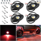 Rock Lights for Trucks, 4 Pods LED Rock Lights, IP67 Waterproof Neon Rock Lights Kits for Pickup ATV Off Road SUV, High Brightness Multifunction Underglow Lighting Glow Trail Rig Lamp (Red)