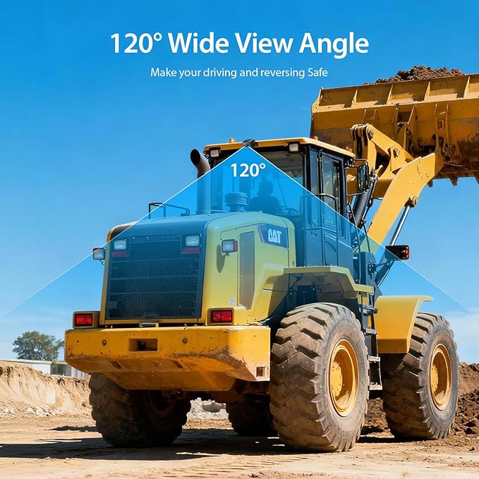 ZEROXCLUB 10" 1080P Wired Rear View Backup Camera System, Quad Split Screen IP69K Waterproof Reverse Camera, Vibration-Proof 10G for Tractor, Truck, Trailer, Combine, Heavy Equipment, BH101