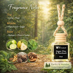 Sugar Pine & Patchouli Car Air Freshener Set of 3 (10 ml Each), Hanging Diffuser Bottles with Wooden Cap, Woodsy Earthy Fragrance for Car, Home & Office, Magnetic Gift Box