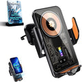 Fast Wireless Car Charger Wireless Charging Phone Mount for Car Magnetic Navigation Car Phone Holder Automatic Smart Sensor Clamping Rotating with Charger Station Fast Wireless Charger Max 120W(Black)
