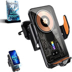 Fast Wireless Car Charger Wireless Charging Phone Mount for Car Magnetic Navigation Car Phone Holder Automatic Smart Sensor Clamping Rotating with Charger Station Fast Wireless Charger Max 120W(Black)