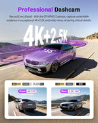 Vantrue S1 Pro Max AI Dash Cam 4K+2.5K w/ADAS & BSD, Dual STARVIS 2 Front and Rear, 2 Channel HDR Dashcam, PlatePix Night Vision, 5G WiFi, Voice Control, GPS, 24H Buffered Parking Mode, 1TB Max