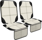 XHYANG Car Seat Protector 1 Pack Car Seat Cushion Mat Thickest Padding,Waterproof 600D Fabric Car Seat Covers for Non-Slip Backing Mesh Pockets for Baby and Pet (Beige, 2 Pcs)