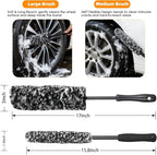 6PCS Car Rim Brushes for Cleaning Wheels, Car Detailing Cleaning Wash Brush Set, Stiff-Bristle Rim Brush with Tire Shine Applicator Pad for Cars SUV Tire RVs Trucks Wheel