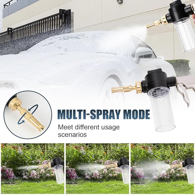 ZIMISI Car Wash Foam Gun Sprayer, Metal High-Pressure Car Wash Sprayer with 3.5oz/100cc Plastic Soap Dispenser Bottle, Adjustable Nozzle Foam Gun for Washing, Watering Plants, Floor Cleaning (Silver)