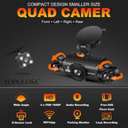 4 Channel Dash Cam 360° View, TOPGOOSE 2K Front and Rear Inside, Left Right Dash Camera for Cars, 5G WiFi & APP Control, with 64GB SD Card, G-Sensor, Night Vision, 24H Parking Mode
