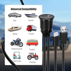 Dual Port USB A/C 2.0 Male to USB A/C 2.0 Female Extension Cable,Flush Mount Waterproof Panel Cable for Car,Truck,Boat,Motorcycle Dashboard 3.3ft