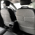 2 Pack Luxury PU Leather Car Seat Back Protector, Waterproof Kick Mats for Kids, No-Sag Backseat Organizer with Sleek Storage Pockets, Easy to Clean Auto Interior Accessories for SUV & Sedan (Grey)