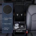Vehicle Center Console Organizer with 7-Color Ambient Light & 10W Wireless Charging - Lockable Storage & Dual Cup Holders for Minivans, SUVs & Vans 10.24 inch Wide