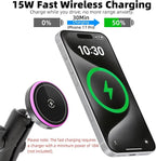 15W Magnetic Wireless Charging Phone Holder with 3.54" Medium Arm for MagSafe, 1" Ball Mount Adapter for RAM Mounts, Compatible with iPhone 17/16/15/14/13/12 Series