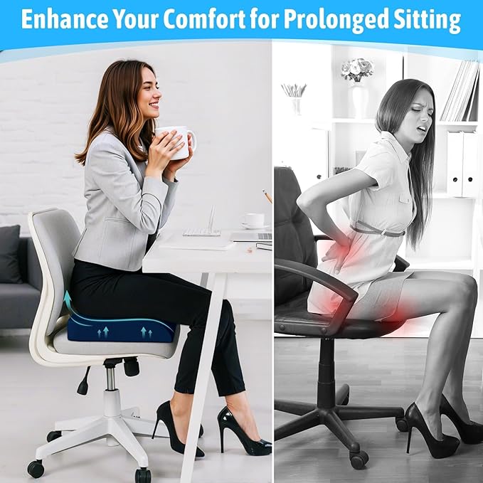 TranquilMoments U-Shaped Gel Memory Foam Seat Cushion, Wheelchair Cushion with Cooling Gel, Ergonomic Coccyx Cushion for Office Chair & Car,Relieve Tailbone Pain, Sciatica, Back Pain, Non-Slip Bottom