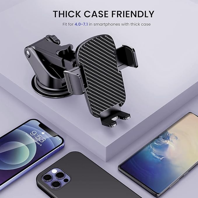 Qifutan Car Phone Holder Mount Phone Mount for Car Windshield/Dashboard/Air Vent Holder for iPhone & Android Smartphone, 360° Adjustable, Cell Phone Camera Mounts