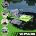 1200GSM Microfiber Car Drying Towel, Double-Twist Loop, Ultra-Absorbent, Quick-Dry, Lint- & Streak-Free, Scratch-Safe, for Car Wash & Detailing (1 Pack) (Dark Grey & Green, 24" x 36")