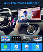 2026 4 in 1 Mini Wireless CarPlay Android Auto Adapter, Support AirPlay MirrorLink, Convert Wired to Wireless, Auto Connect for Daily Commute, Plug and Play Dongle (Orange)