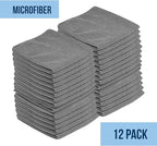GREEN LIFESTYLE Microfiber Cleaning Cloth 11.5" x 11.5" 12 Pack - Edgeless Microfiber Towels for Cars, Cleaning Rags, Lint Free Car Microfiber Towel, Reusable Cleaning Cloths for House, Garage (Grey)