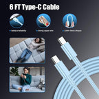 3Pack USB C Charger for Samsung Galaxy S24 Ultra, Super Quite Fast Charging Type C Block with 6FT C to C Cord for Samsung Galaxy Tab S9 S8 S23 Ultra S22 Ultra S23 S22 S21 Note 10 Plus 20,Blue