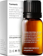 100% Pure Turmeric Essential Oil - 0.34 Fl Oz - Turmeric Oil for Hair, Skin, Diffuser, Aromatherapy & DIY Candle Making Scent