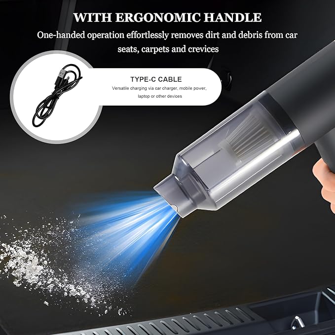 Handheld Car Vacuum, 14500PA Rechargeable 4 in 1 Vacuum Cleaner & Air Duster with Multi-Nozzles, Portable Cordless 120W High Power Hand Held Vacuum for Car Home Office Pet