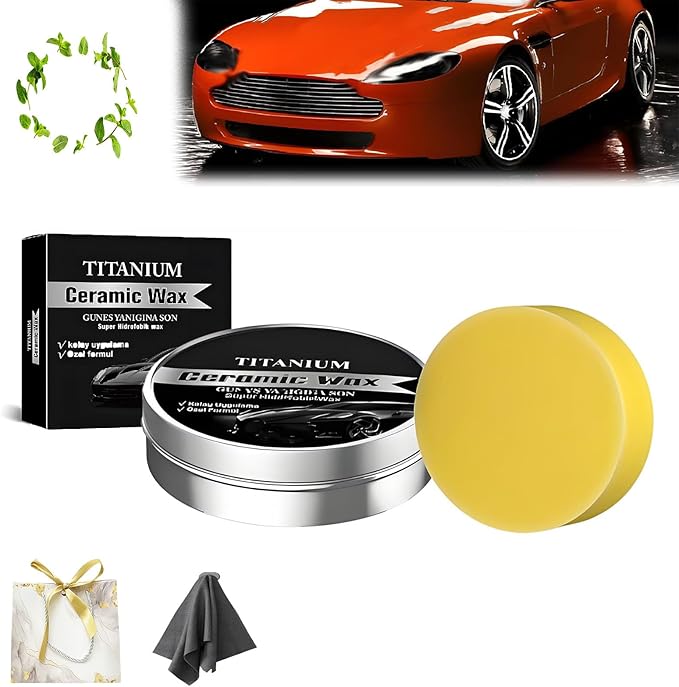 Titanium Ceramic Wax Cream, Strong Protection Car Coating Polishing Wax, Waterproof Formula with Graphene, for All Vehicle Types (1 Pcs)