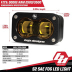 Baja Designs S2 LED SAE Fog Pocket Light Kit for Dodge Ram 2500/3500 2019+ Truck - Amber Lens