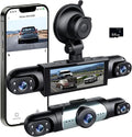 3 Channel Dash Cam Front Inside and Left Right, 1080P HD Dash Camera for Cars, 3.16 inches WiFi Car Camera,170°Wide Angle Vehicle Cam, Night Vision, Loop Recording, G-Sensor, 64GB Card