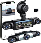 3 Channel Dash Cam Front Inside and Left Right, 1080P HD Dash Camera for Cars, 3.16 inches WiFi Car Camera,170°Wide Angle Vehicle Cam, Night Vision, Loop Recording, G-Sensor, 64GB Card