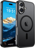 SUPFINE Magnetic for iPhone 17 Case (Compatible with MagSafe)(Military Grade Drop Protection) Translucent Matte Shockproof with Anti-Fingerprint Phone Cover,Black