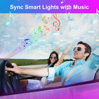 Hovano Car Interior LED Lights, APP Control with USB Port, RGB Color Change with Music Sync & DIY Mode, 48 LEDs Lights for Under Dash Running Board Truck