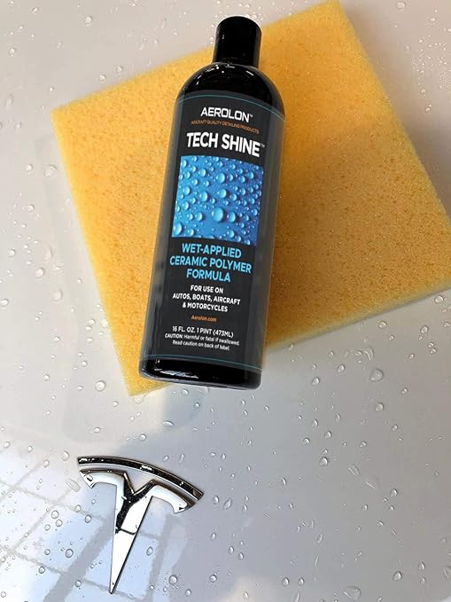 Tech Shine: Ceramic Coating for Cars, Car Wax, Car Polish, Ceramic Polymer Coating, Hydrophobic Top Coat Polish and Sealer, 6-8 Applications per Bottle