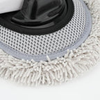 15° Curved Car Wash Brush with 43" Telescopic Handle – Microfiber Chenille Car Wash Mop for RV, SUV, Truck & Boat – Soft, Scratch-Free Extendable Cleaning Tool (White&Black, Mop Refill Cover)