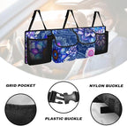 Boho Style Trunk Organizer with Lid Car Women Mandala Floral Blossom Back of Seat Car Organizer for SUVs Sedans