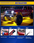 Amber Led Strip Lights Car,Led Lights for Motorcycles 30CM 15 SMD IP67 Waterproof Led Lights Interior for Home Decoration Car Motorcycles Boat Golf Cart Truck with 3M Tape(6PCS)