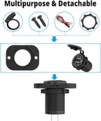 Dual USB Socket 12V Marine Outlet with Switch Golf Cart USB Port 12 Volt DC Car Charger Mount Waterproof Cigarette Lighter Power Adapter DIY Kit Fast Charge with Blue LED for Boat Motorcycle ATV RV