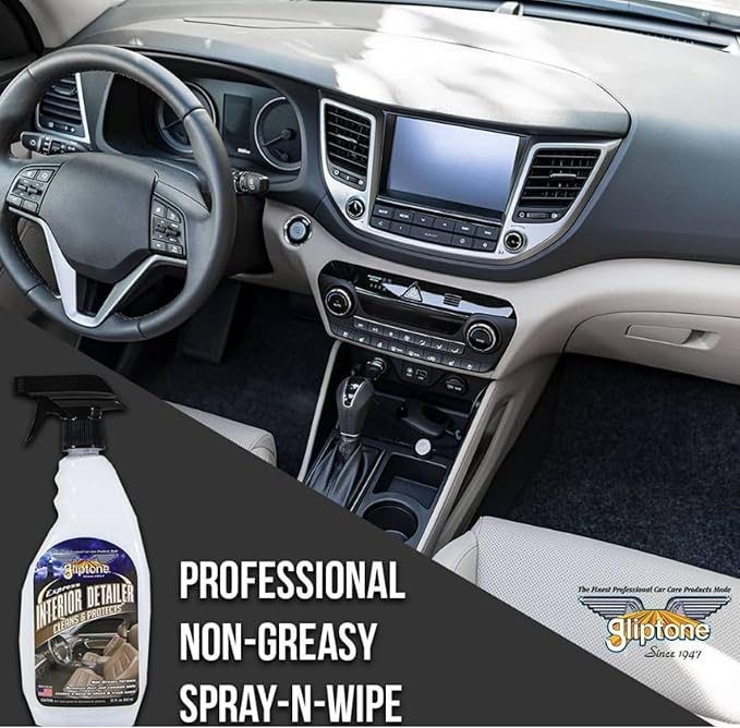 Gliptone Express Spray & Wipe Interior Detailer, Cleans & Protects All Automotive Interior Surfaces, 22 Fl Oz
