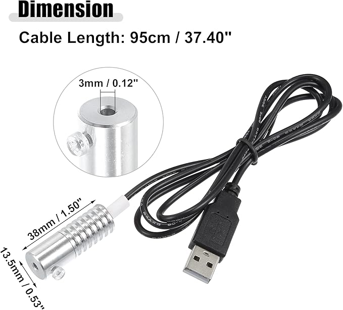 ACROPIX 3mm 0.12" 2W LED Aluminum Light Source Illuminator Decoration USB LED Light for Car DIY White - Pack of 1