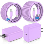 USB C Fast Charger for iPhone 17/ Air/16/15 Pro Max,2Pack 10FT Type C Charger Block & Cable, PD 3.0 Super Fast Charging for iPad Pro MacBook Air/Pro M1/M2, AirPods-Purple