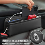 Car Seat Gap Filler 1 Pack Leather Seat Organizer Front Seat Car Accessories for Women Men, Car Essentials for SUV Truck, Adjustable Seat Gap Filler Organizer (Black，1 Pack)
