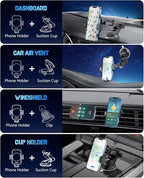 Wireless Car Charger, Fast Charging Phone Holder 3 in 1 Phone Mount Auto Clamping Car Accessories Compatible with iPhone 17 16 15 14 13 12 11 Xs XR, Samsung S23 Ultra S22 S21 S20(Forest Green)