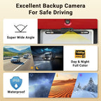 Hikity 7" Backup Camera Waterproof with Radar Detection/Night Vision/Reversing Guidelines, Front/Rear View Monitor Kit for US All Car Models - 12V Lighter Power, 170° Wide-Angle Lens