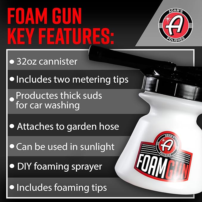 Adam's Polishes Standard Foam Gun & Car Shampoo Bundle - Car Wash Foaming Sprayer for Garden Hose | Mix with Car Soap & Water & No Pressure Washer Required | Premium Grade Auto Detailing Tool