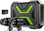 Motorcycle Dash Cam Front and Rear, Dual 1080p Dash Cam for Motorcycle with 64GB SD Card IP67 Waterproof, Loop Recording 24H Parking Monitor Night Vision with App Control Max Support 128 GB