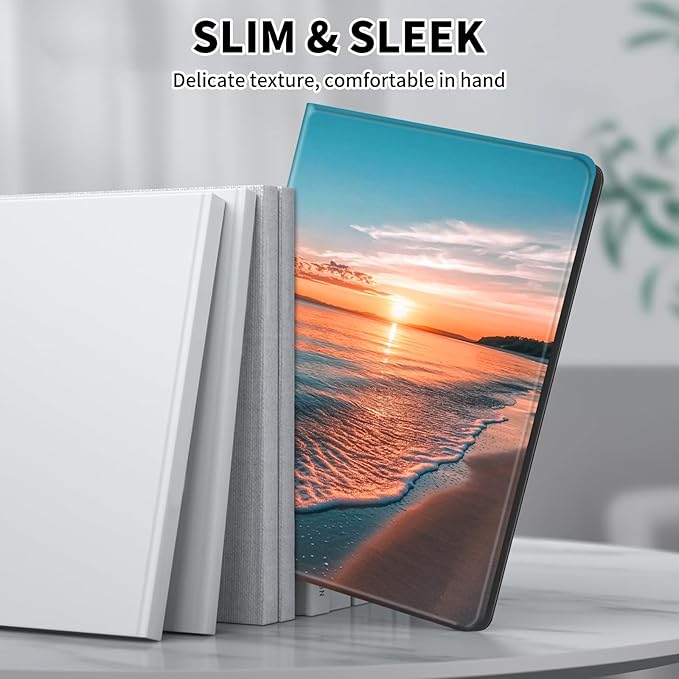 for Kindle 10th Generation Case 2019 Released 6",PU Leather Cute Slim Folio Adjustable Stand Smart Cover with Auto Wake/Sleep Case for 6 Inch Kindle 10th Gen 2019,Sea Beach Sunset
