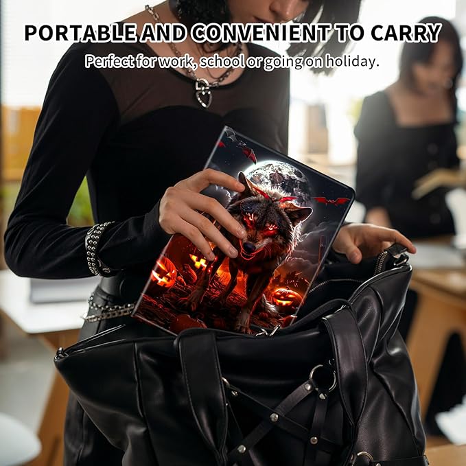 Case for Kindle Scribe,PU Leather Cute Slim Folio Adjustable Stand Cover with Auto Wake/Sleep for Amazon Kindle Scribe Cover 10.2 Inch (2024/2022 Release),Halloween Night Wolf