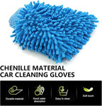 MLY Microfiber Car Wash Mitt, Double-Sided Plush Green Mitt Kit Cleaner, Car Wash Mitt Scratch Free for Car Washing and Home Cleaning (7.12" x 10.14" # Blue)