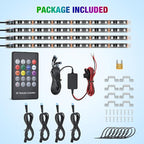 Nilight 4Pcs 12inch LED Grille Lights 72 LEDs RGB Multi Color Exterior Lighting Kit with Sound Active Function and Wireless Remote Control for Cars Van SUV Truck